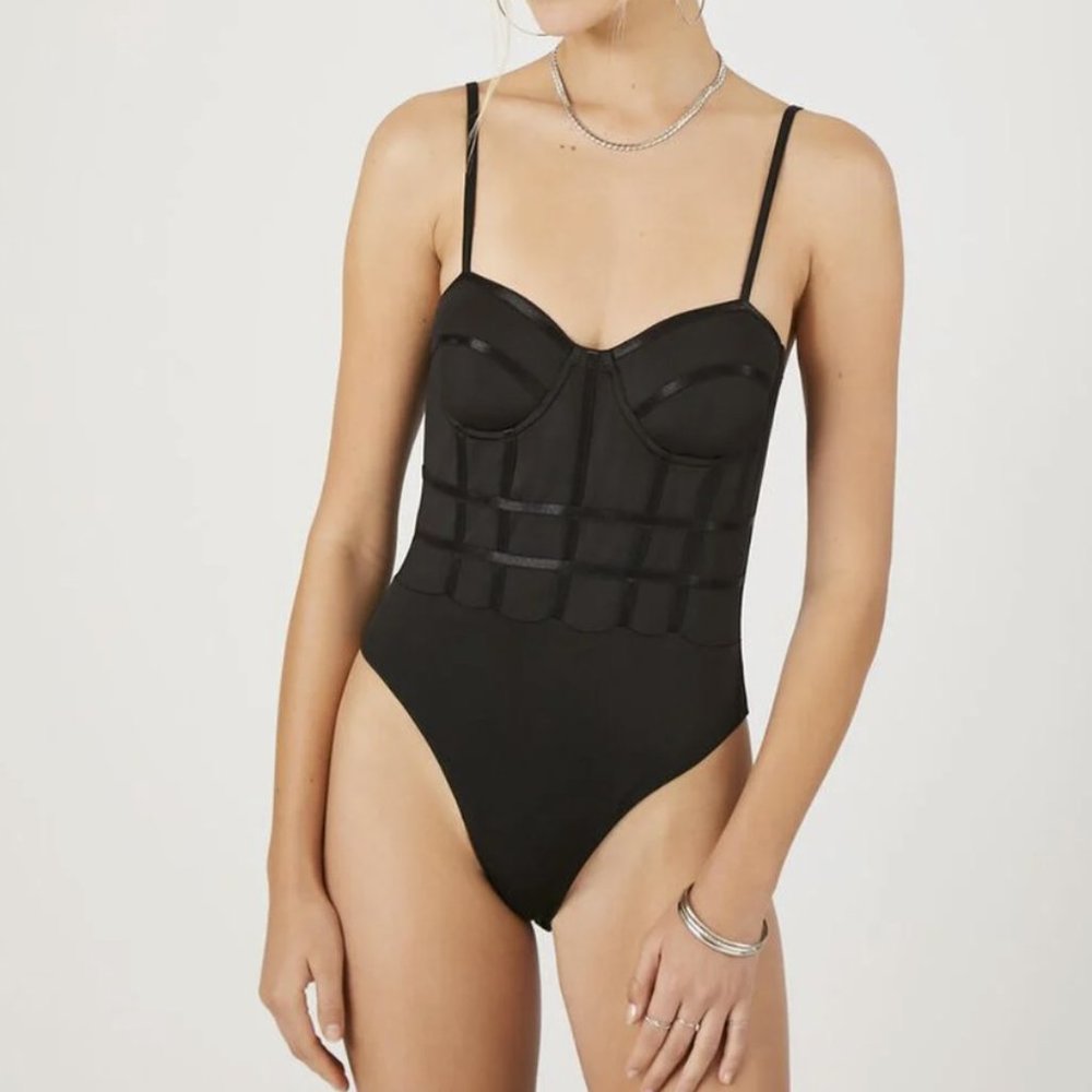 Black Corset Bodysuit - Size Medium
